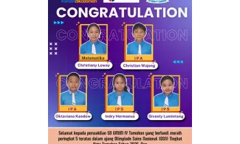 Siswa SD GMIM IV Tomohon Raih Prestasi Gemilang di OSN Tingkat Kota 2026